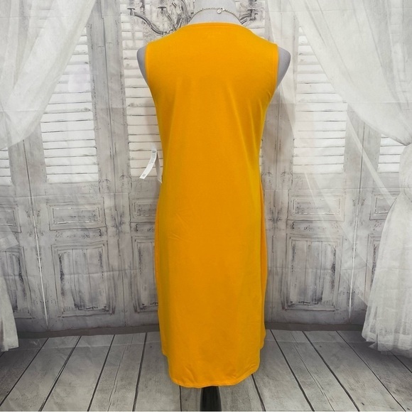 Eileen Fisher Size Small Mango Yellow Orange Crew Neck Pullover Dress Sleeveless - Picture 5 of 9